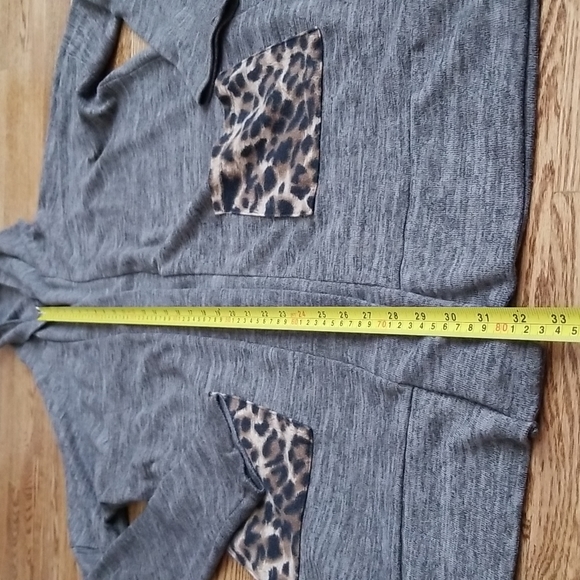 (S) Pink Blush Heathered Long Open Hooded Cardigan Cheetah Pockets Cozy Comfy - Picture 3 of 8